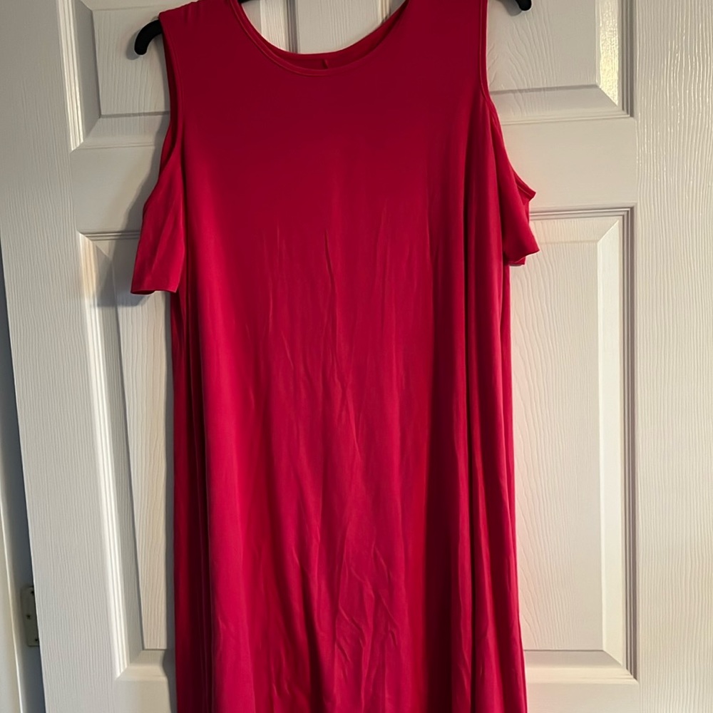Hot pink cold shoulder dress